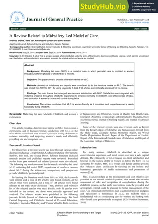 A Review Related To Midwifery Led Model Of Care | PDF