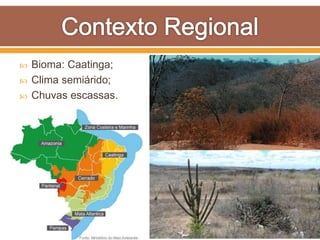  Bioma: Caatinga;
 Clima semiárido;
 Chuvas escassas.
 