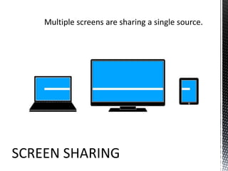 Multiple screens are sharing a single source.SCREEN SHARING