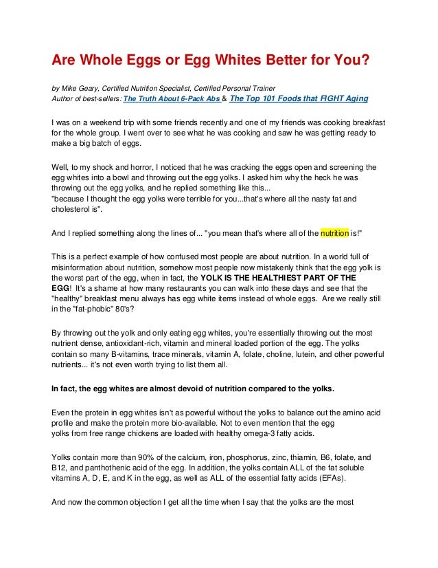 Are whole eggs or egg whites better for you