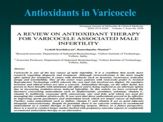 Antioxidants in Varicocele
 