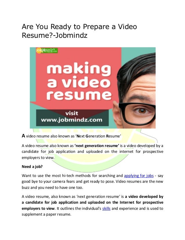 Are Yor Ready To Make Video Resume