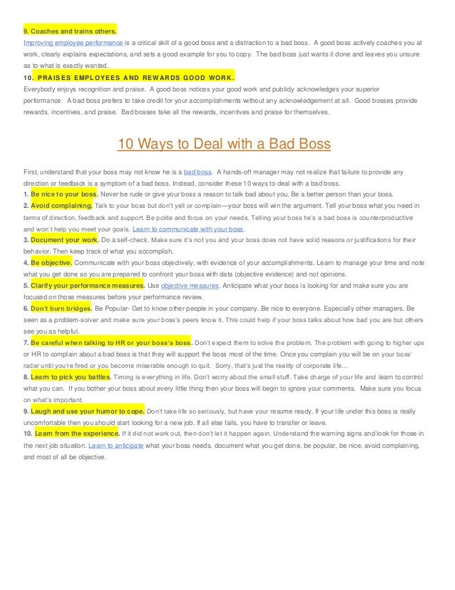 how to deal with a bad boss