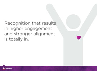Recognition that results
in higher engagement
and stronger alignment
is totally in.
 