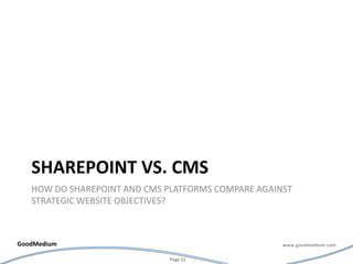 Sharepoint vs. cmsHow do sharepoint and cms platforms compare against strategic website objectives?