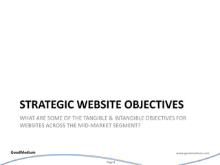 Strategic website objectivesWhat are some of the Tangible & Intangible objectives for websites across the mid-market segment?