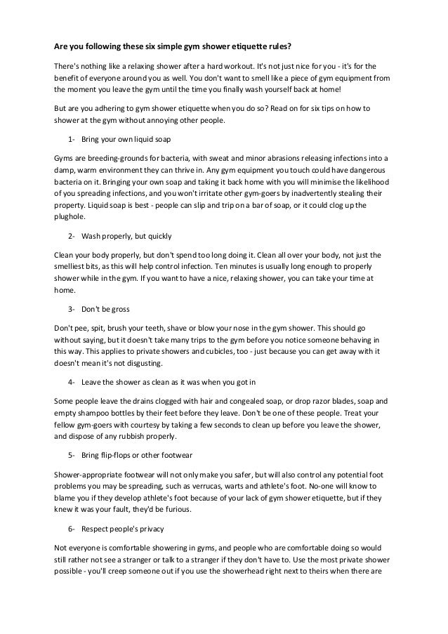 Are you following these six simple gym shower etiquette rules