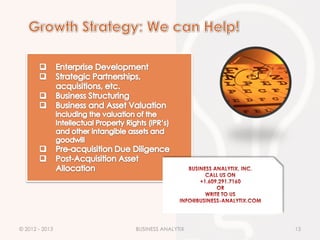 © 2012 - 2013   BUSINESS ANALYTIX   13
 