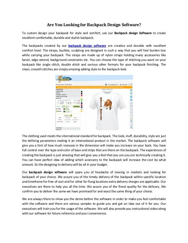 Are you looking for backpack design software?