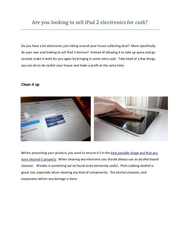 Are You Looking to Sell iPad 2 Electronics for Cash