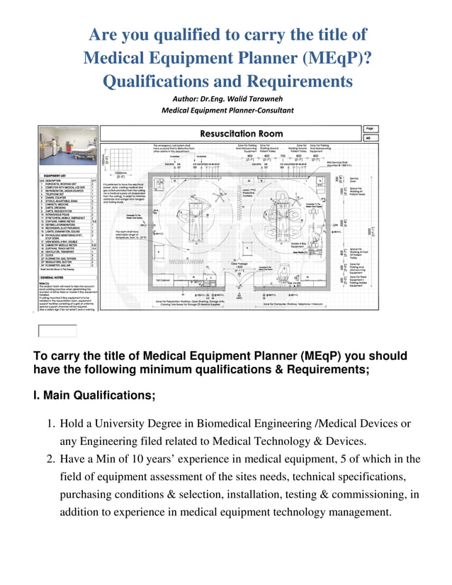 Medical Equipment Planner Qualifications and Requirements PDF
