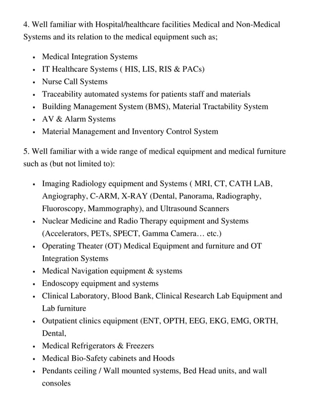 Medical Equipment Planner Qualifications and Requirements