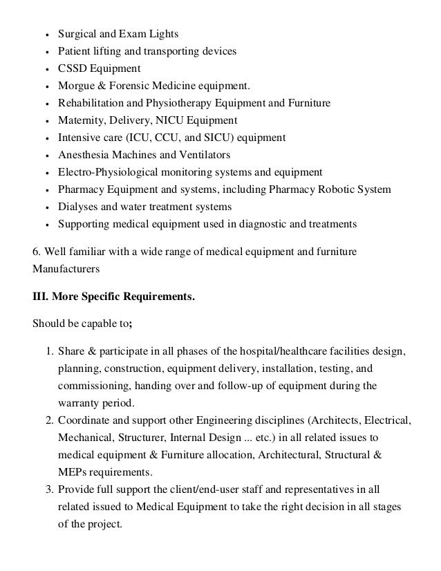 Medical Equipment Planner Qualifications and Requirements