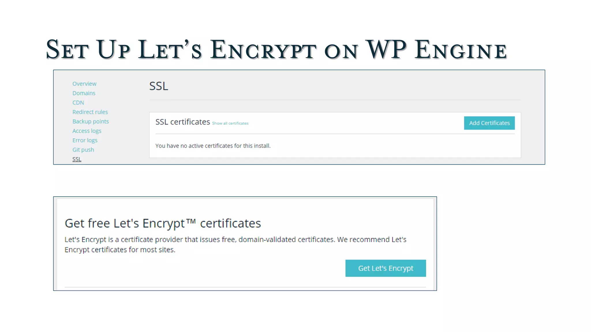 Set Up Let’s Encrypt on WP Engine
 
