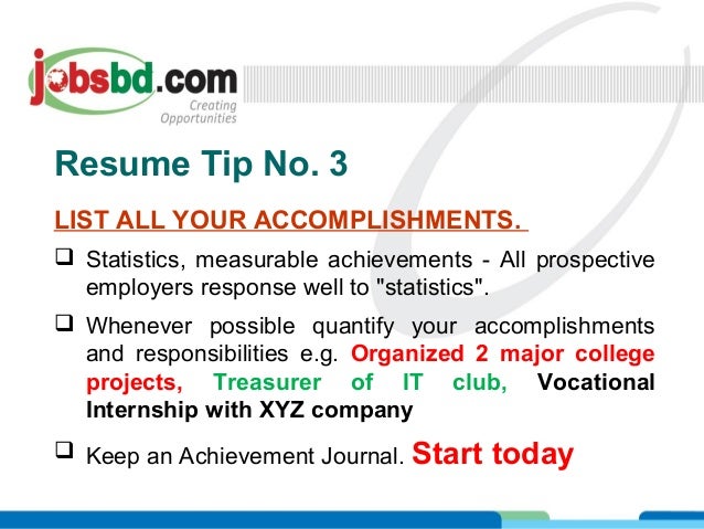 measurable accomplishments