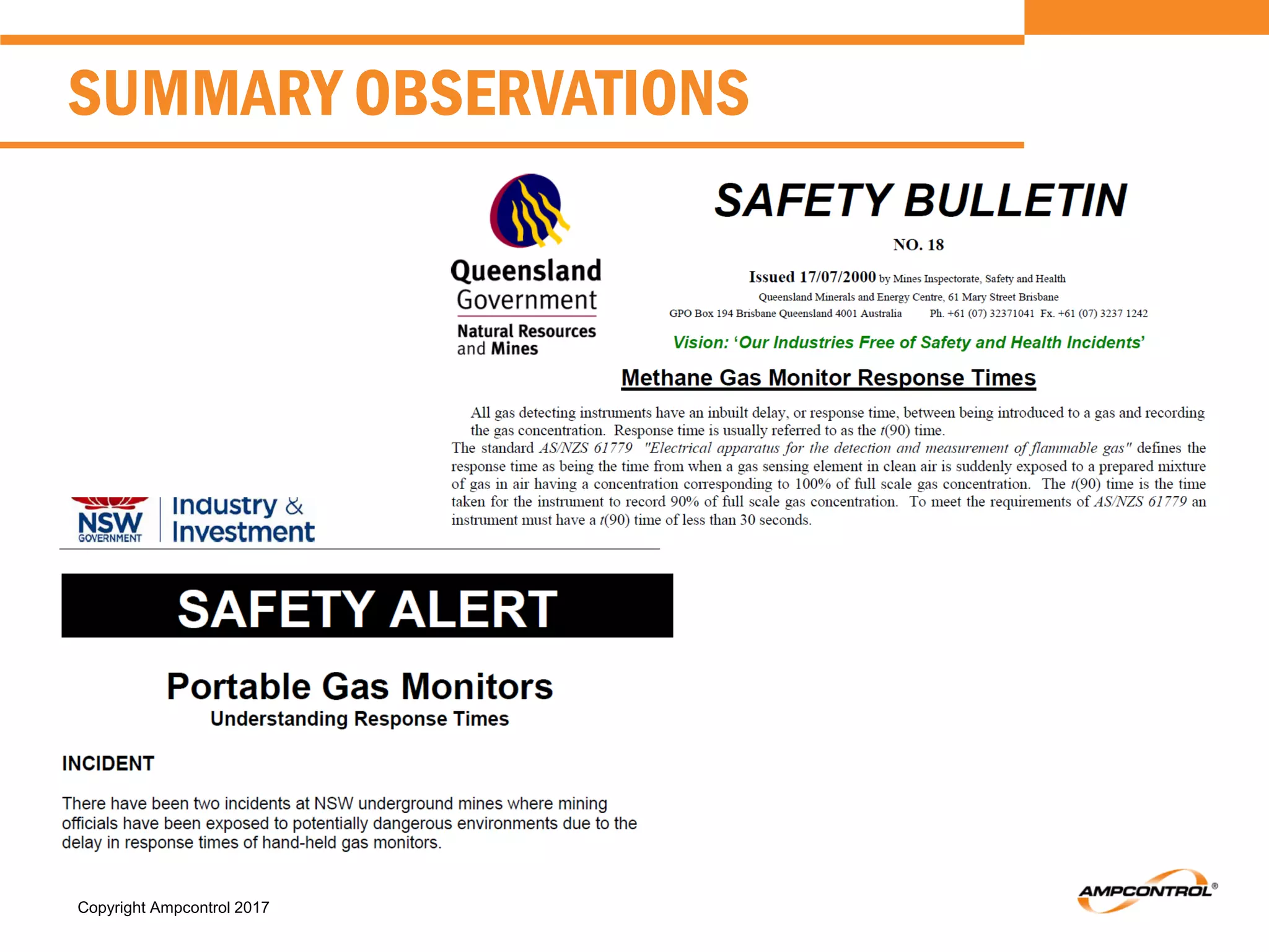Copyright Ampcontrol 2017
SUMMARY OBSERVATIONS
 