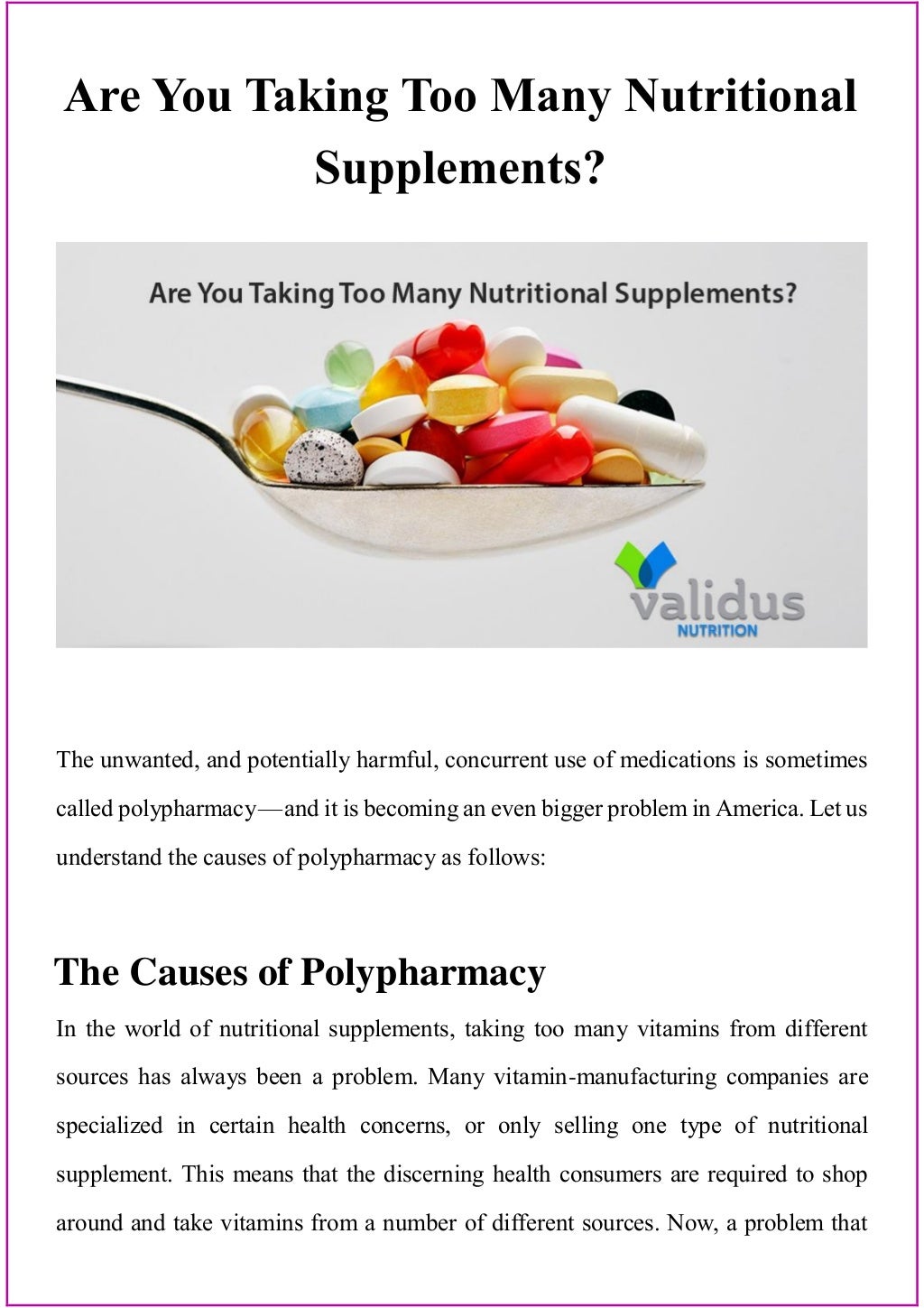 Are you taking too many nutritional supplements