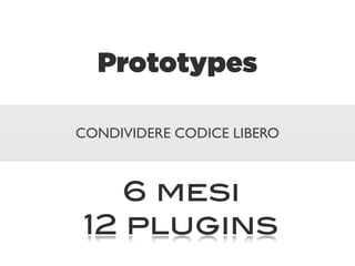 Prototypes

CONDIVIDERE CODICE LIBERO



    6 mesi
 12 plugins
 