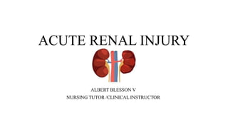 ACUTE RENAL INJURY
ALBERT BLESSON V
NURSING TUTOR /CLINICAL INSTRUCTOR
 