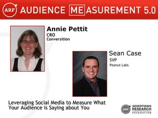 Annie Pettit CRO Conversition Sean Case SVP Peanut Labs Leveraging Social Media to Measure What  Your Audience is Saying about You 