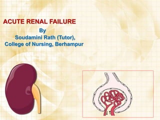 ACUTE RENAL FAILURE
By
Soudamini Rath (Tutor),
College of Nursing, Berhampur
 