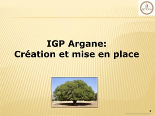 1
IGP Argane:
Création et mise en place
 