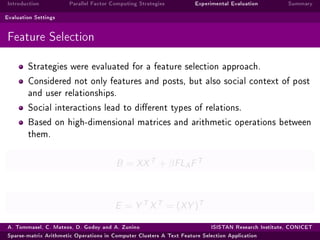 Sparse-matrix arithmetic operations in computer clusters a text feature ...