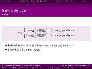 Sparse-matrix arithmetic operations in computer clusters a text feature ...