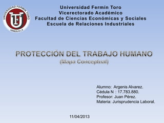 Alumno: Argenis Alvarez.
             Cédula N : 17.783.880.
             Profesor: Juan Pérez.
             Materia: Jurisprudencia Laboral.


11/04/2013
 