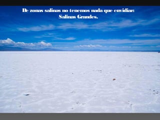 De zonas salinas no tenemos nada que envidiar:
Salinas Grandes.

 
