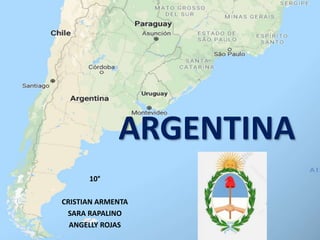 ARGENTINA
10°
CRISTIAN ARMENTA
SARA RAPALINO
ANGELLY ROJAS
 