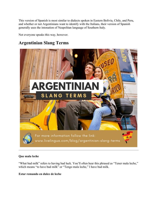 Argentinian Slang Terms | PDF | South America Travel | Travel Locations