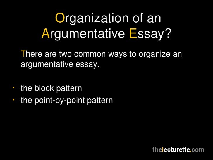 organizational pattern argumentative essay