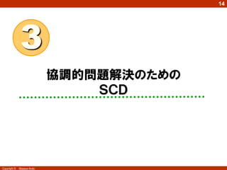 14




              3
                            協調的問題解決のための
                                ＳＣＤ




Copyright ©   Masaya Ando
 