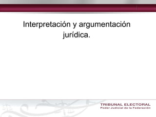 Interpretación y argumentación jurídica. 