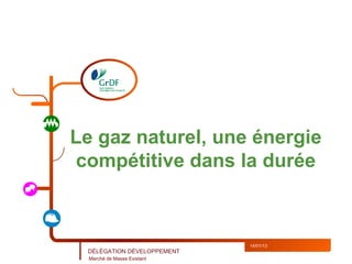 Le gaz naturel, une énergie
 compétitive dans la durée



                             14/01/13
 DÉLÉGATION DÉVELOPPEMENT
  Marché de Masse Existant
 