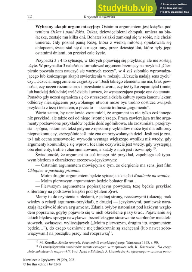 Argument A Przyk Ad W Rozprawce | PDF