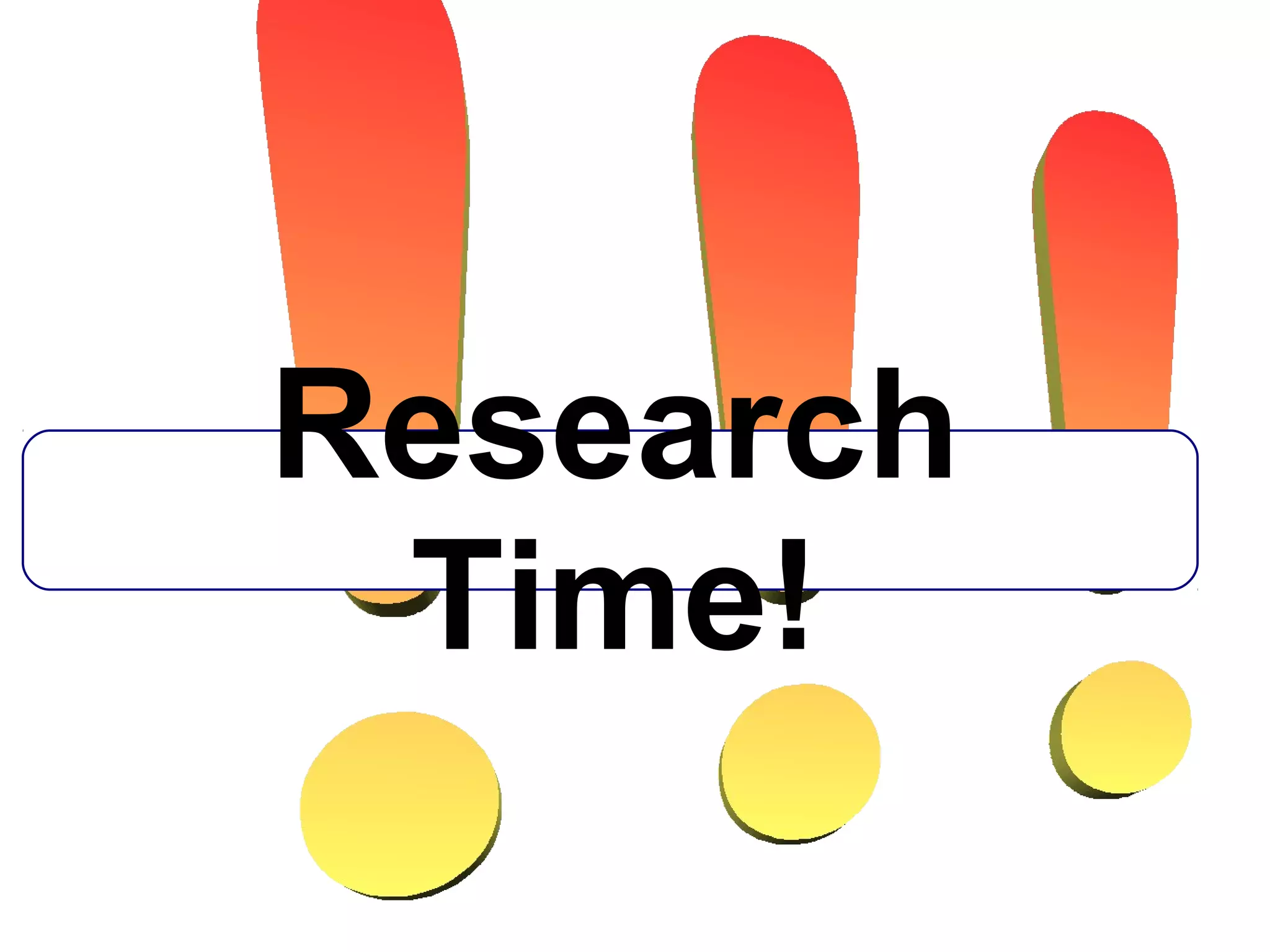 Your Resources
Librarians
Databases
Get them through the library!
Good ol' fashioned print
Books
Magazines
Microfiche
Please refer to your handouts for some ideas!
 