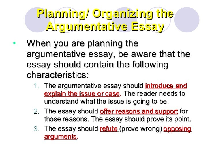 features of argumentative essay