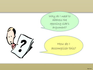 Why do I need to
address the
opposing side’s
argument?
How do I
accomplish this?
 