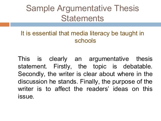 Thesis statement for argumentative essay