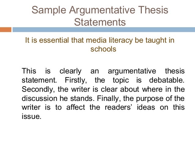 Debatable point in a thesis statement