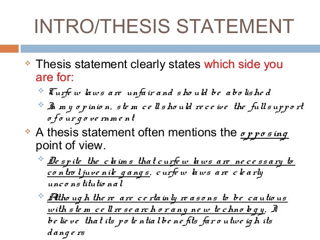 thesis statement argumentative essay