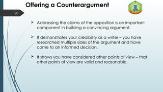 argumentative essay.pptx that teaches students how to structure and ...