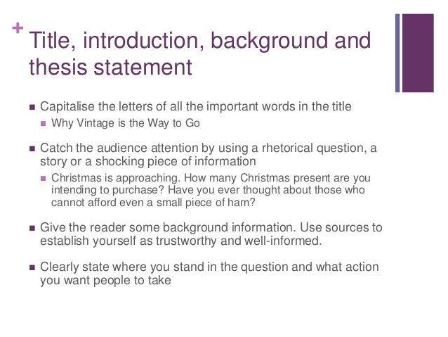Background essay sample