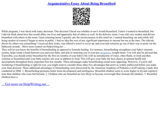 Argumentative Essay About Being Breastfeed | PPT
