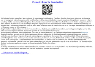 Argumentative Essay About Being Breastfeed | PPT
