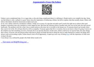 Argumentative Essay On Failure | PPT