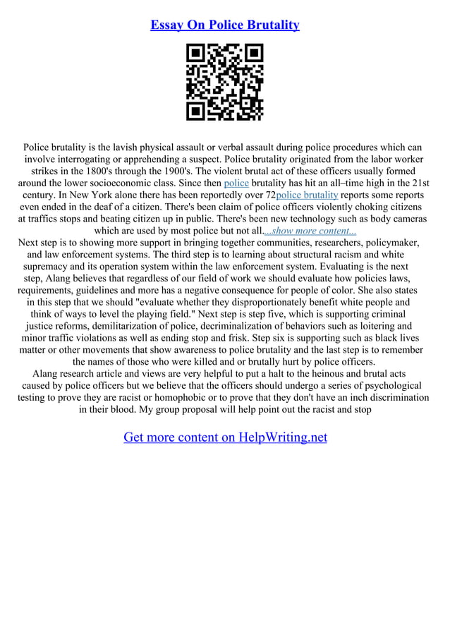 Argumentative Essay On Police Brutality PDF