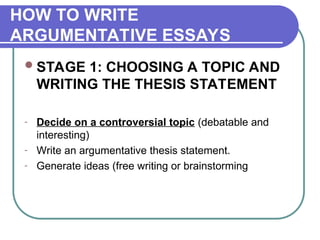 ARGUMENTATIVE ESSAY POWERPOINT.pptlessonforgrade10 | PPT